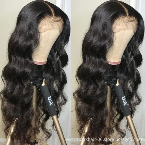 FREE ship Wholesale 180 Density HD lace front wig body wave 100 Brazilian Virgin Hair closure human hair wigs for black women